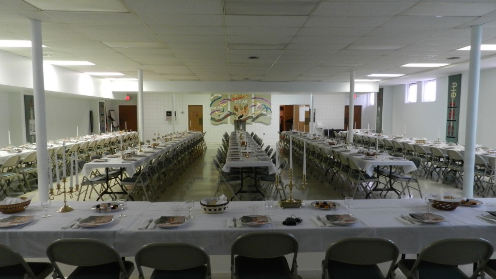 Set up for the Maundy Thursday supper.