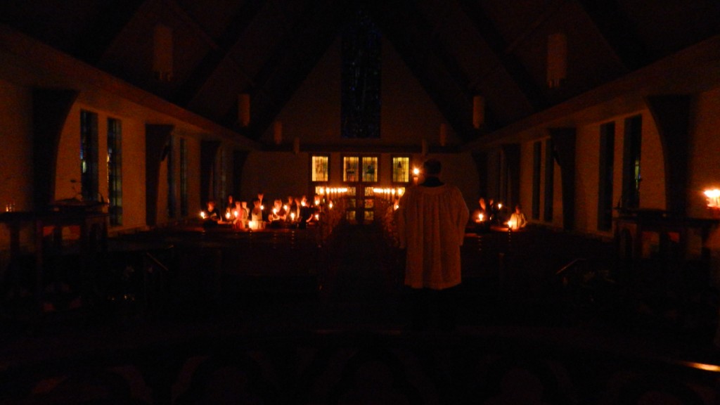 Doug Anke sings The Exsultet for the vigil.